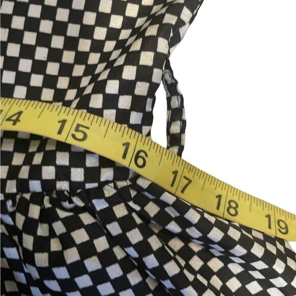 Handmade Babydoll Retro Midi DRESS Women M Black Checkered Stretch Elastic Waist - Picture 9 of 11